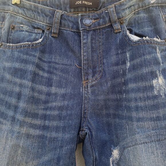 Joe Fresh Distressed Boy Friend  Boot Cut Blue Denim Jeans  25 - Picture 6 of 6